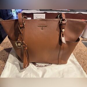 Michael Kors Tan Leather Tote with Gold Accents